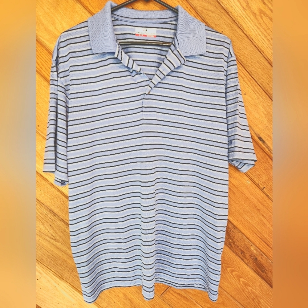 GrandSlam blue and black striped golf shirt polo size large